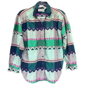 Vintage Angelique Shirt Womens‎ Small Southwestern Pattern 90s Graphic Button Up